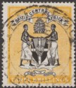 Click for more photos and details British Central Africa 1896 QV 3sh Black and Yellow Fiscally Used SG38 fault