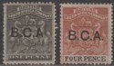 Click for more photos and details British Central Africa 1891 QV BCA Overprint BSAC 1d. 4d Mint SG1 SG3