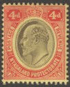 Nyasaland 1908 KEVII 4d Black and Red on Yellow wmk Inverted Mint SG76w