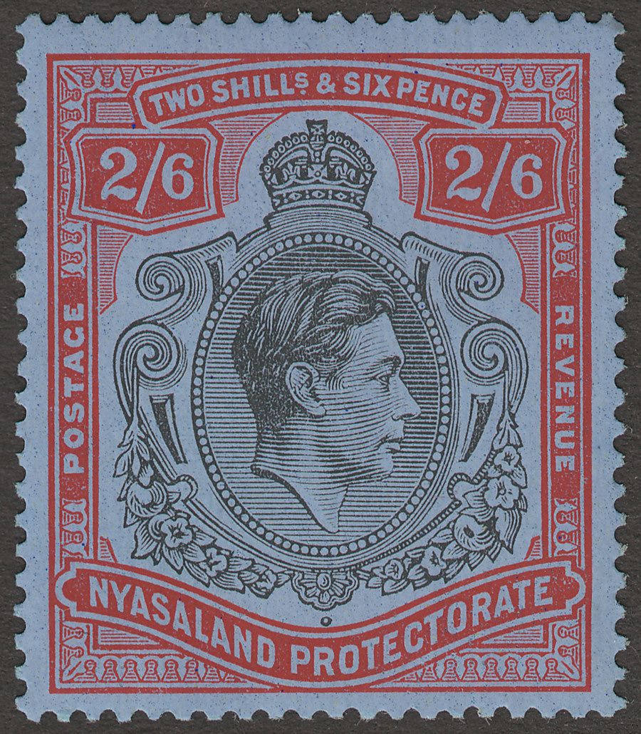 Nyasaland 1938 KGVI 2sh6d Black and Red Mint SG140