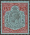 Click for more photos and details Nyasaland 1926 KGV 2sh6d Grey-Blk + Sc-Vermilion on Pl Blue Mint SG110j thin