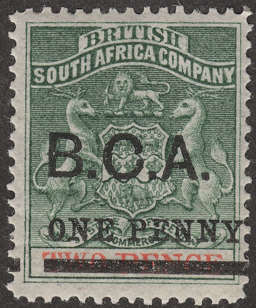 British Central Africa 1895 QV BCA Opt BSAC 1d on 2d Green + Vermilion Mint SG20