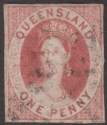 Queensland 1860 Queen Victoria 1d Carmine-Rose Imperf Used SG1 cat £800