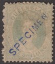 Queensland 1872 QV Chalon 1sh SPECIMEN Overprint Unused SG71s