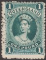 Queensland 1886 Queen Victoria £1 Deep Green Used SG161 cat £85