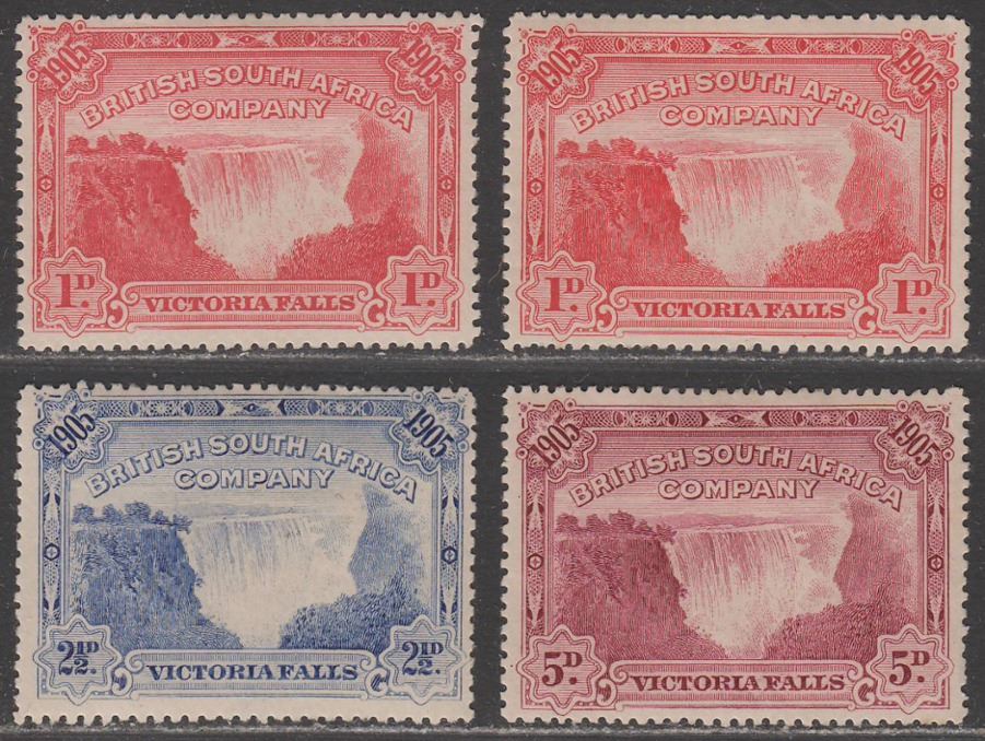 Rhodesia BSAC 1905 KEVII Victoria Falls Selection to 5d Mint SG94-96 cat £79