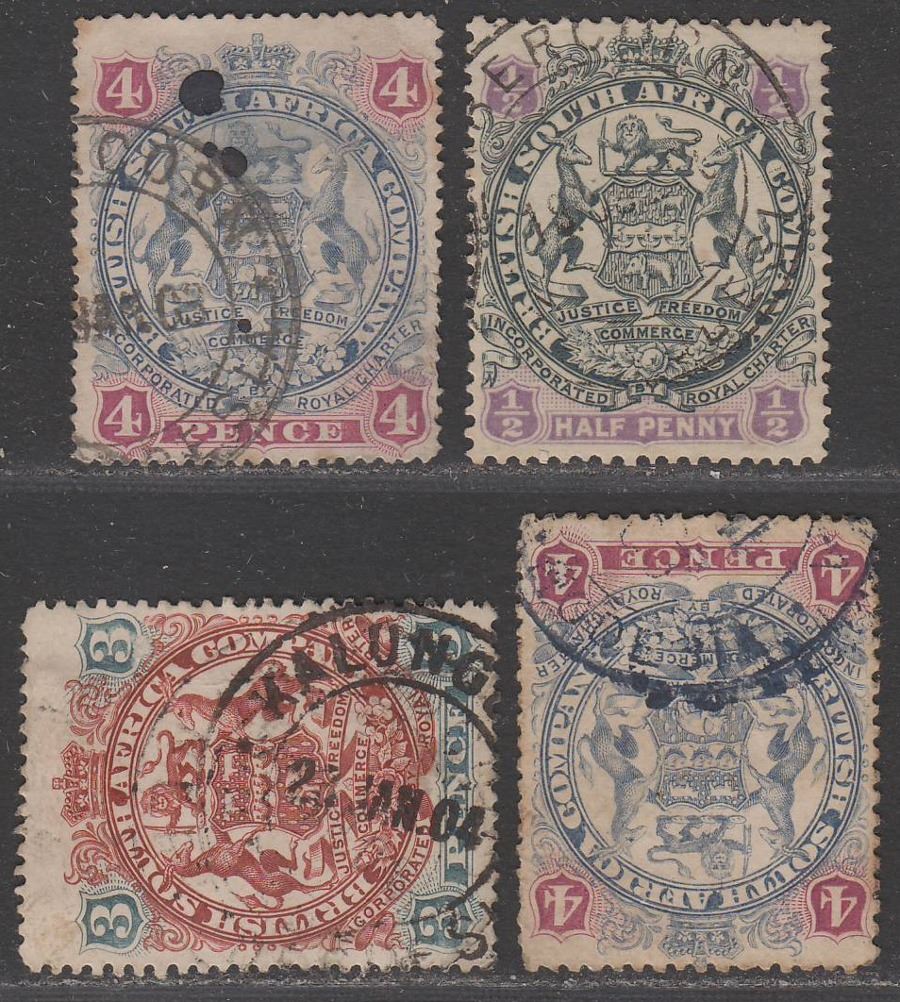 Rhodesia BSAC 1896-97 QV Selection Used with ABERCORN, KALUNGUISI Postmarks