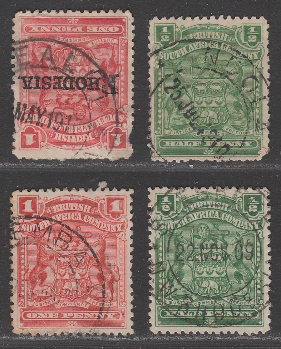 Rhodesia BSAC 1898-1909 Selection Used LEALUI, NDOLA, PEMBA, SHESHEKE Postmarks
