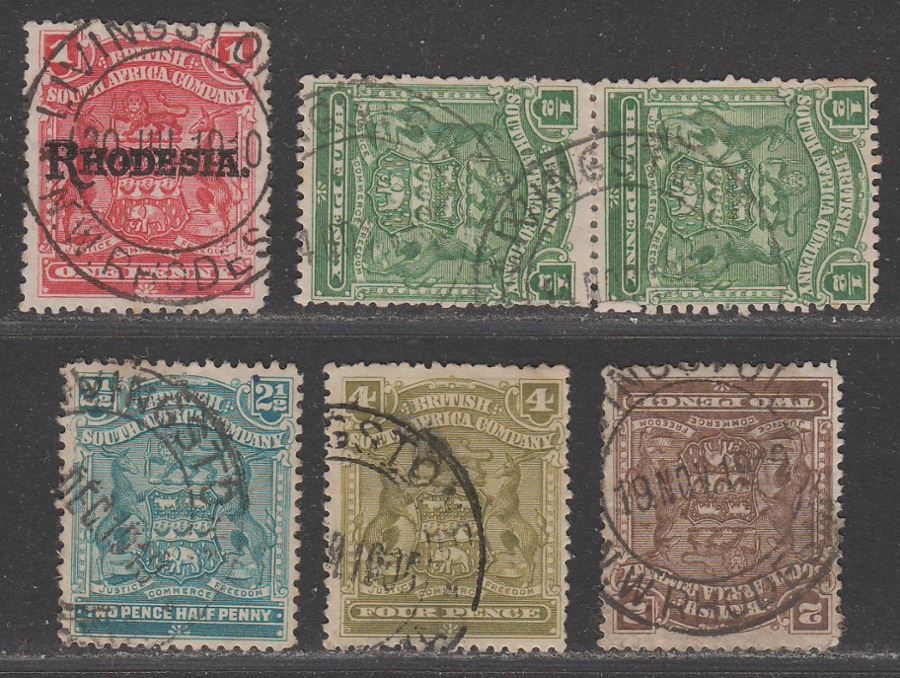 Rhodesia BSAC 1898-1909 Selection Used with LIVINGSTONE Postmarks