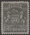 Click for more photos and details Rhodesia 1892 QV BSAC First Arms 1d Black Mint SG1