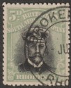 Click for more photos and details Rhodesia 1913 KGV Admiral 5d Black and Pale Green Die III p14 Used SG263