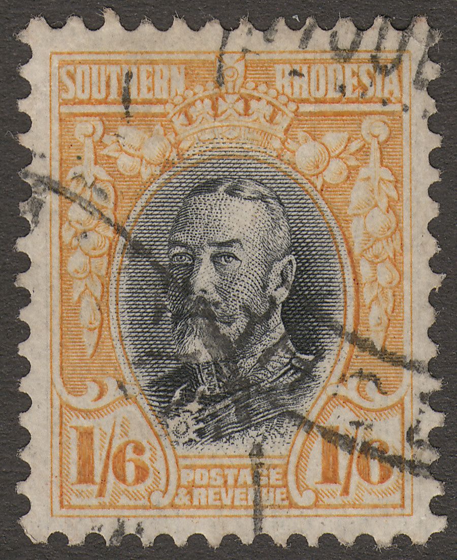 Southern Rhodesia 1936 KGV Field Marshal 1sh6d Black and Yellow p11½ Used SG24a