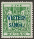 Samoa 1942 KGVI Postal Fiscal 5sh Green on Wiggins Teape Paper Mint SG194a