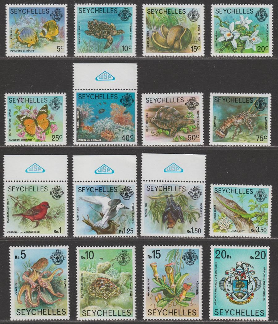 Seychelles 1977 QEII Definitives Set UM Mint SG404A-419A cat £14 MNH