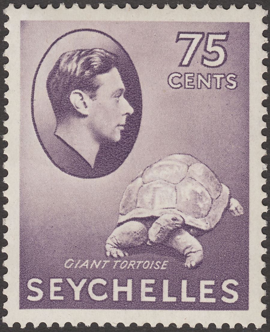Seychelles 1941 KGVI Tortoise 75c Deep Slate-Lilac Chalky Mint SG145a cat £30