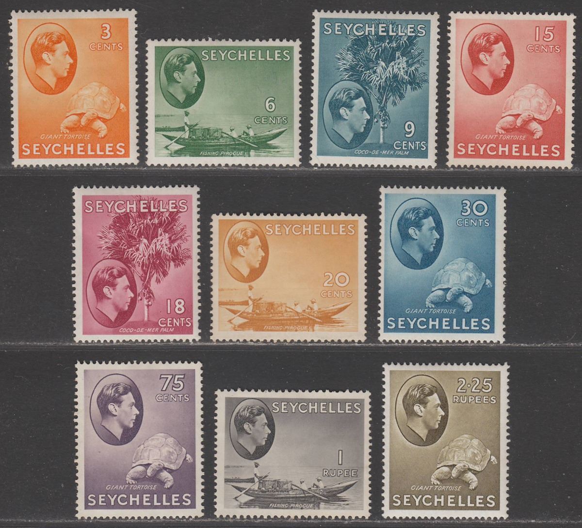 Seychelles 1938 King George VI Part Set to 2r.25 Mint / Unused mostly chalky