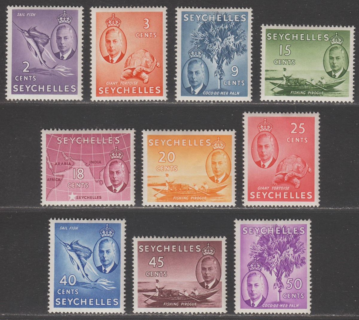 Seychelles 1952 King George VI Set to 50c Mint SG158-167