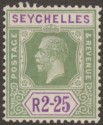 Click for more photos and details Seychelles 1921 KGV 2r25c Yellow-Green and Violet Mint SG122
