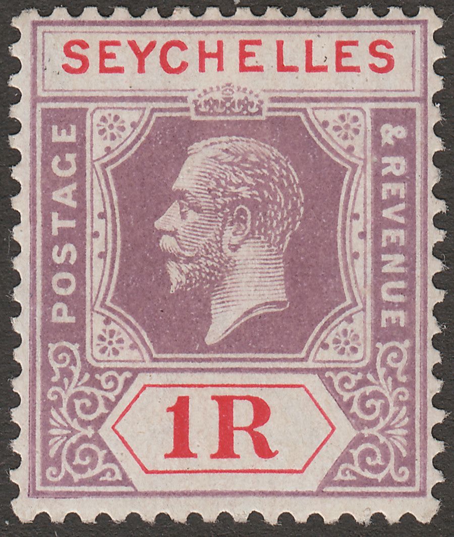 Seychelles 1921 KGV 1r Dull Purple and Red Die II Mint SG119