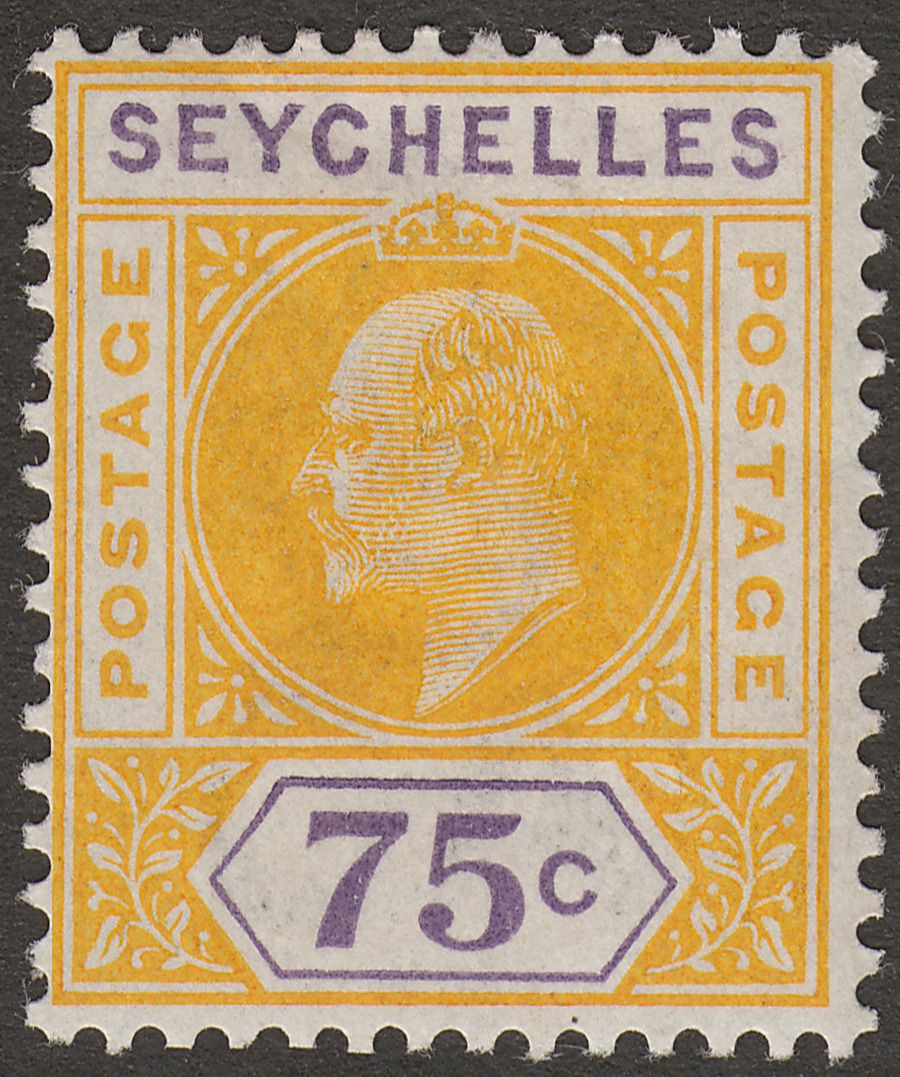 Seychelles 1903 KEVII 75c Yellow and Violet Mint SG54