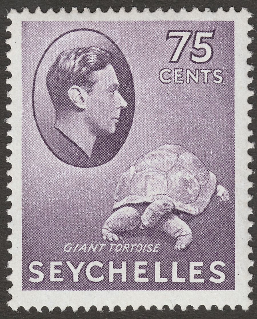 Seychelles 1942 KGVI Tortoise 75c Deep Slate-Lilac Mint SG145ab