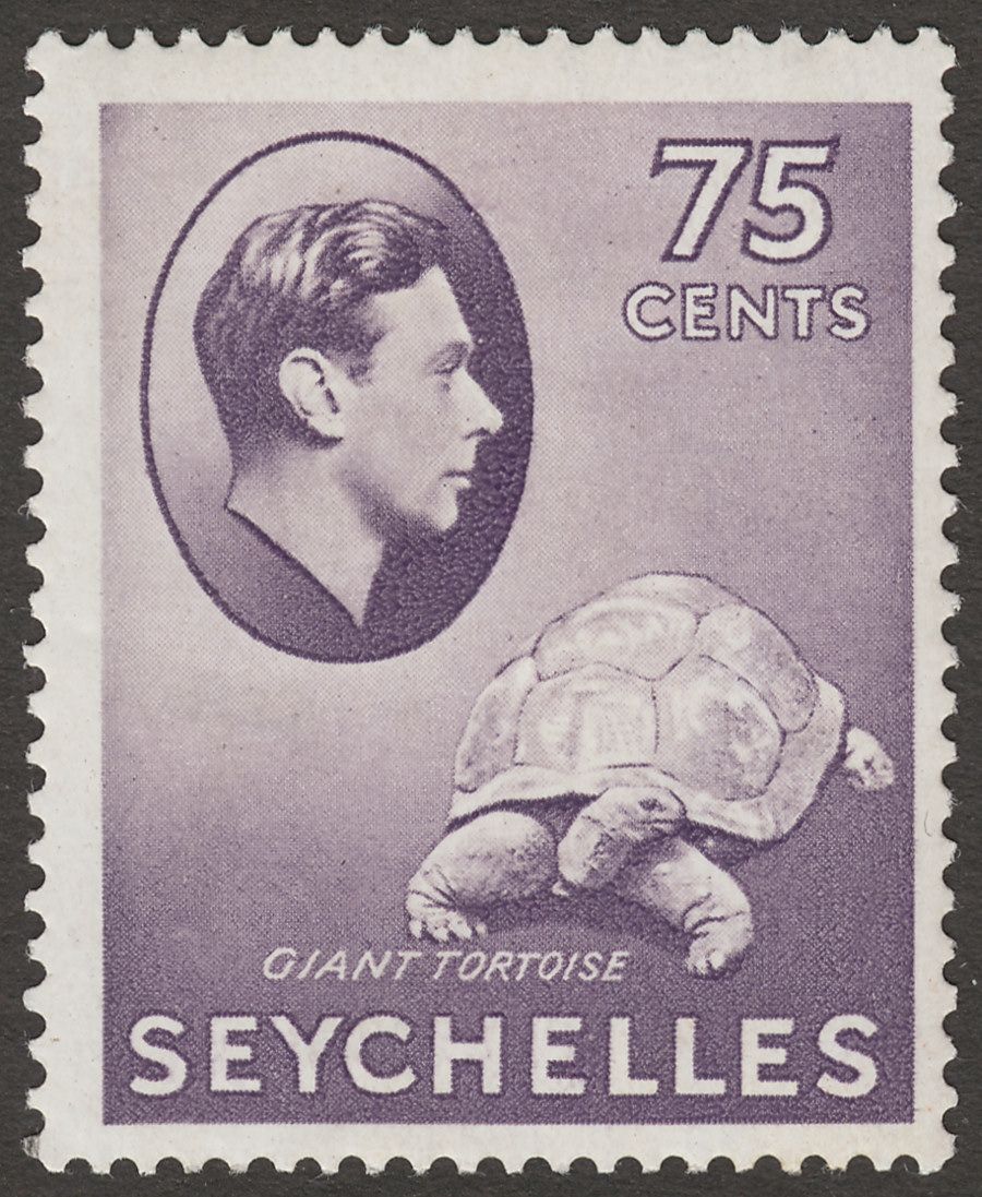 Seychelles 1941 KGVI Tortoise 75c Deep Slate-Lilac Chalky Mint SG145a