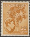 Click for more photos and details Seychelles 1938 KGVI Palm Tree 25c Brown-Ochre Mint SG141
