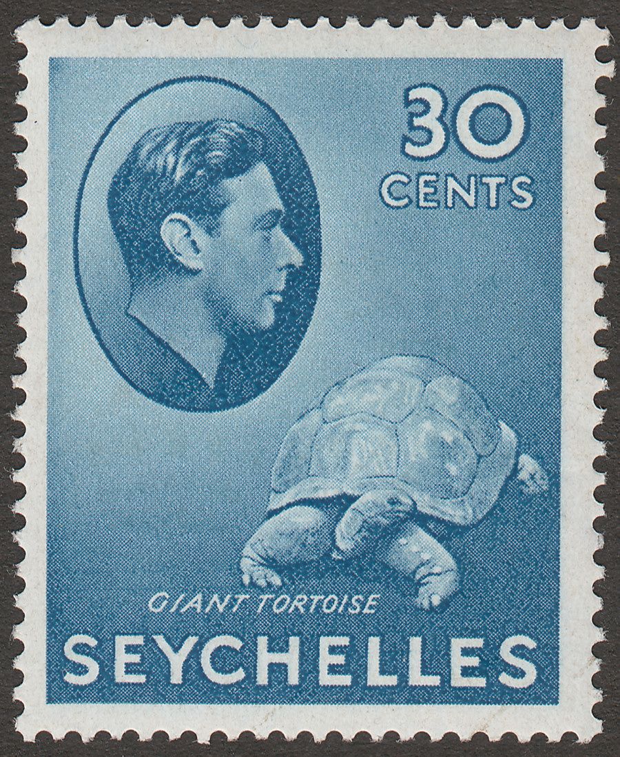 Seychelles 1941 KGVI Tortoise 30c Blue Chalky Mint SG142a