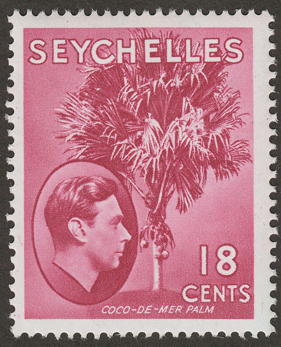 Seychelles 1949 KGVI Palm Tree 18c Rose-Carmine Mint SG139cb
