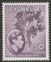 Click for more photos and details Seychelles 1942 KGVI Palm Tree 50c Deep Reddish Violet Mint SG144a