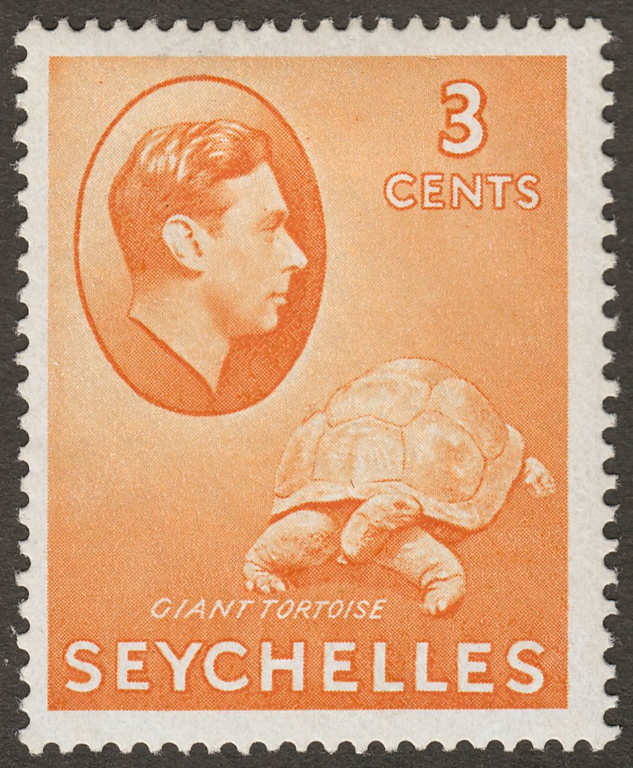 Seychelles 1941 KGVI Tortoise 3c Orange Mint SG136ab