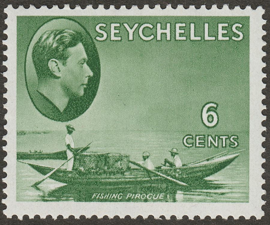 Seychelles 1941 KGVI Pirogue 6c Grey-Green Chalky Mint SG137a
