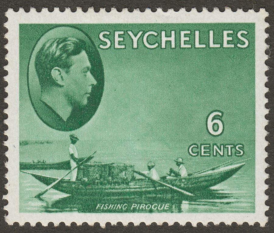 Seychelles 1942 KGVI Pirogue 6c Green Mint SG137b
