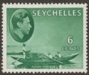 Click for more photos and details Seychelles 1942 KGVI Pirogue 6c Green Mint SG137b