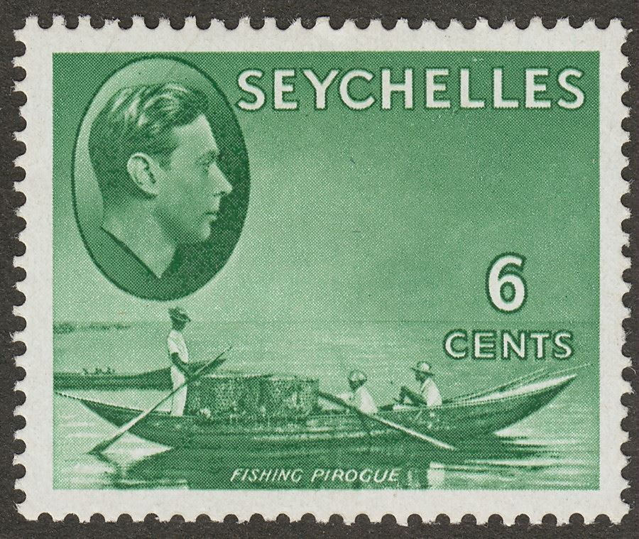 Seychelles 1949 KGVI Pirogue 6c Green Chalky Mint SG137c