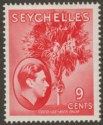 Click for more photos and details Seychelles 1938 KGVI Palm Tree 9c Scarlet Mint SG138