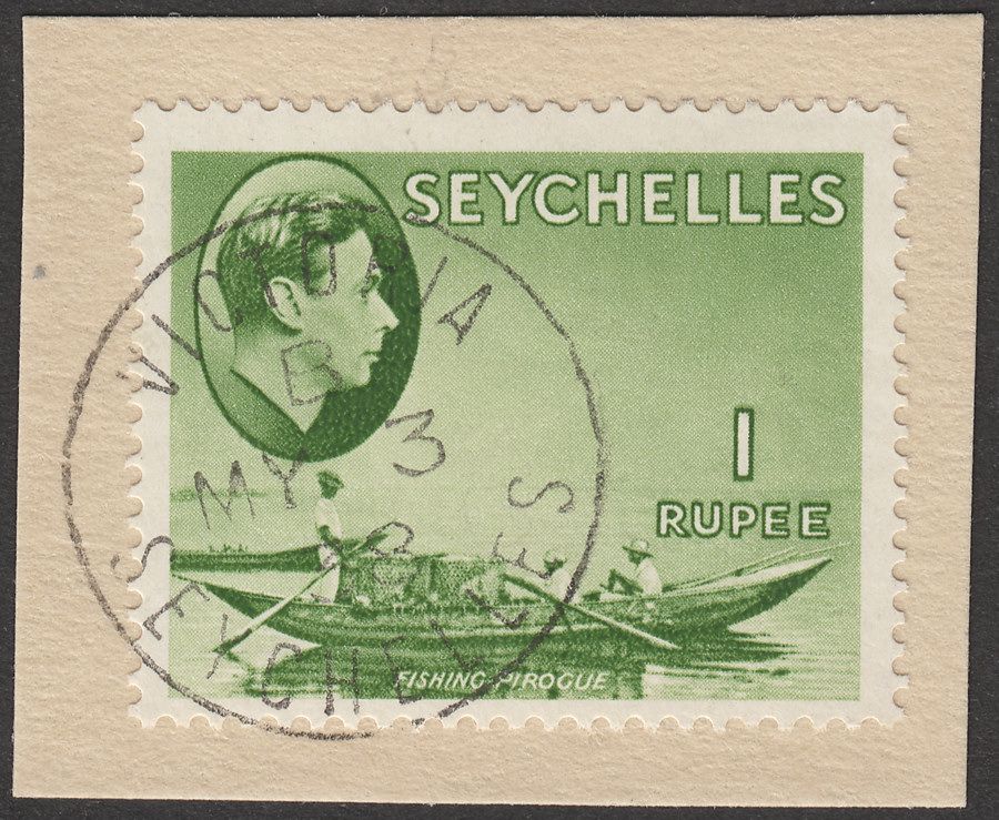 Seychelles 1938 KGVI Pirogue 1r Yellow-Green Used SG146