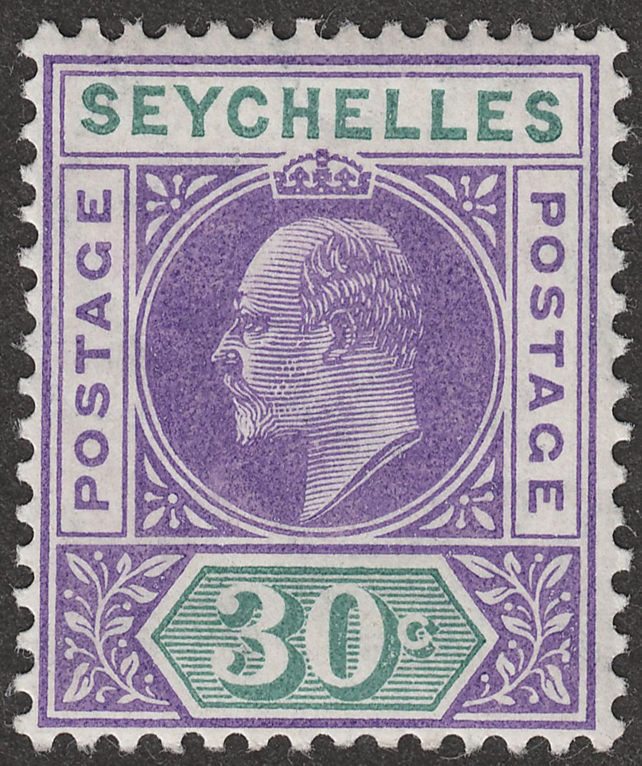 Seychelles 1906 KEVII 30c Violet and Dull Green Mint SG66