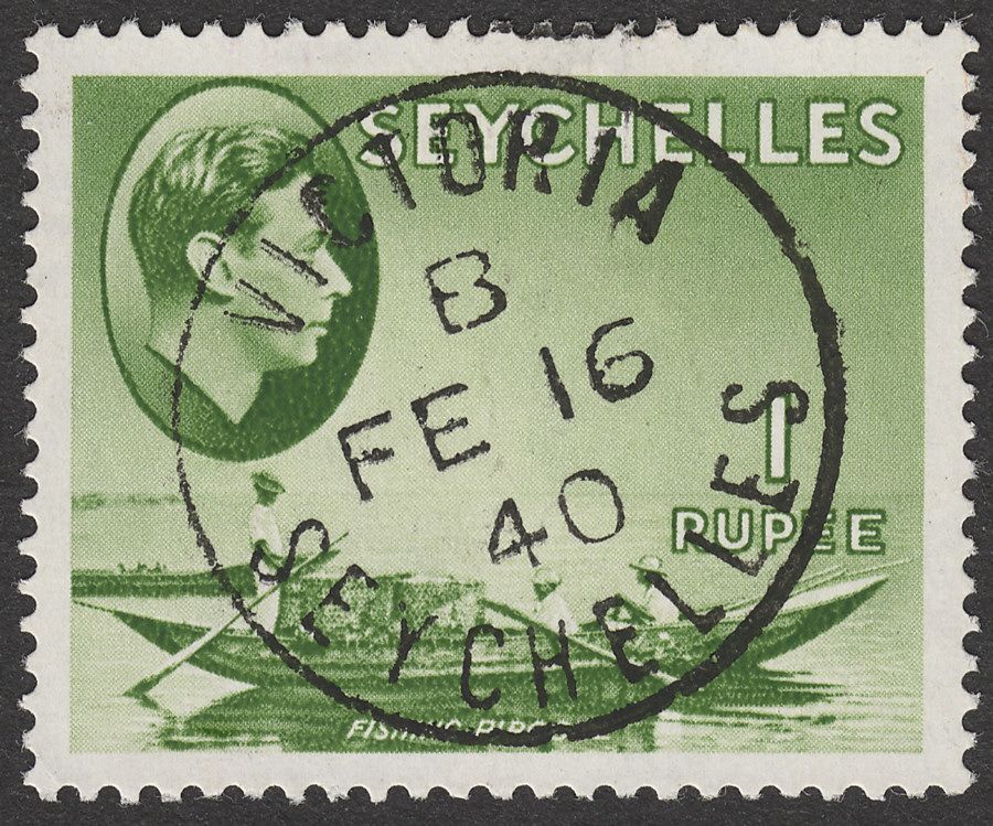 Seychelles 1938 KGVI Pirogue 1r Yellow-Green Used SG146