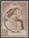 Singapore 1948 KGVI Royal Silver Wedding $5 Brown Used SG32