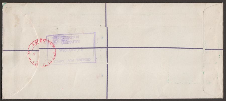 Rhodesia 1966 OHMS PAID UDI Cover to UK w 1sh + 3d Postage Dues Invalid Cachet