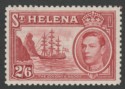 Click for more photos and details St Helena 1938 KGVI Badge 2sh6d Maroon Mint SG138