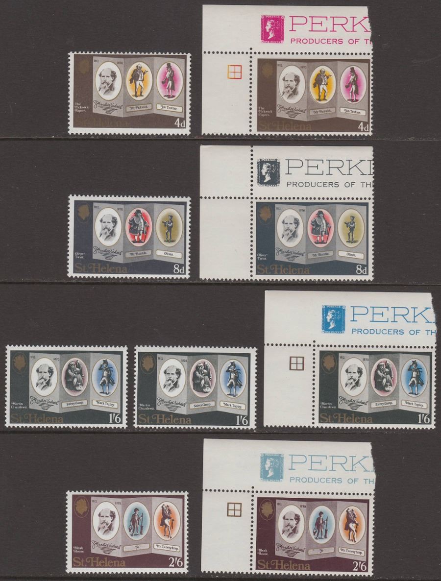 St Helena 1970 QEII Death Centenary of Charles Dickens Sets UM Mint SG249-252a
