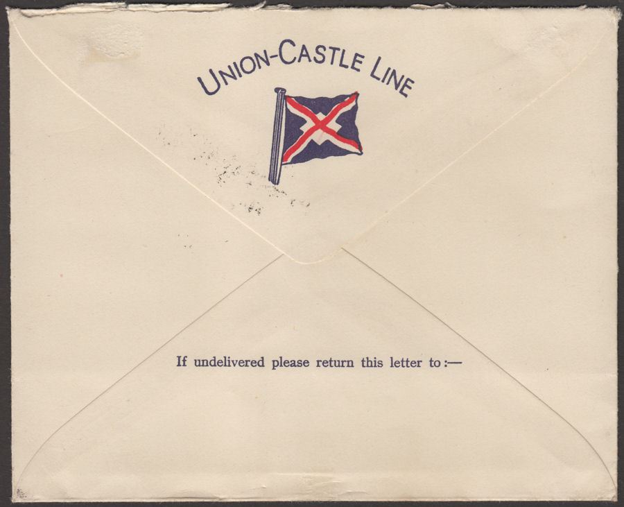 St Helena 1959 QEII 1½d x2 Used on Union-Castle Line Cover to UK SS Kenya Castle