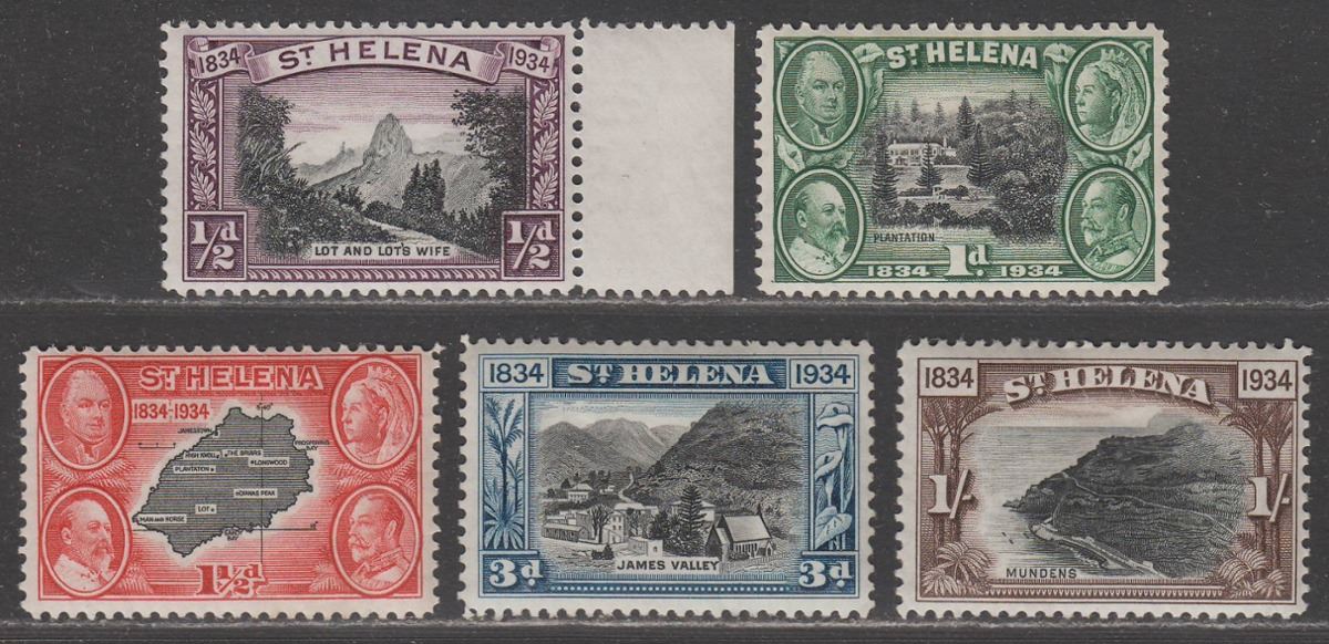 St Helena 1934 KGV Centenary of British Colonisation Part Set to 1sh Mint