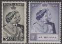 Click for more photos and details St Helena 1948 KGVI Royal Silver Wedding 3d, 10sh Mint SG143-144 cat £28