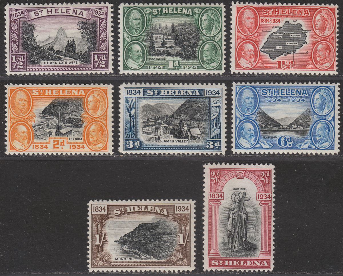 St Helena 1934 KGV Centenary British Colonisation Set to 2sh6d Mint SG114-121