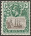 Click for more photos and details St Helena 1922 KGV 1d Grey and Green Variety Broken Mainmast Mint SG98a