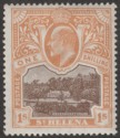 Click for more photos and details St Helena 1903 KEVII 1sh Brown and Brown-Orange Mint SG59
