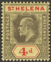 Click for more photos and details St Helena 1908 KEVII 4d Black and Red on Yellow Chalky Paper Mint SG66